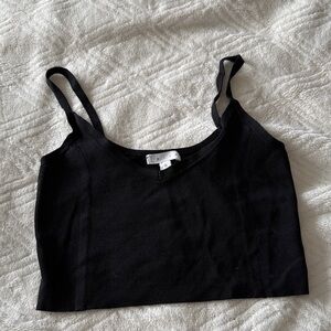 Leith (Nordstrom) Black Ribbed Cropped Camisole